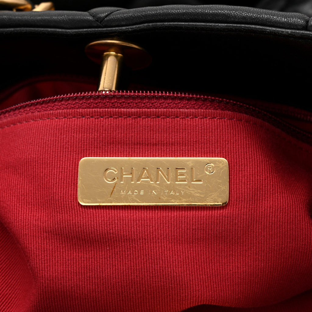 Chanel Lambskin Quilted Chanel 19 Shopping Bag Black