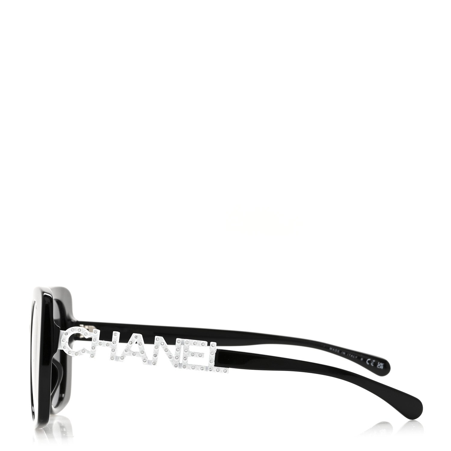 Acetate Strass Square Sunglasses 5422-B-A Black White
