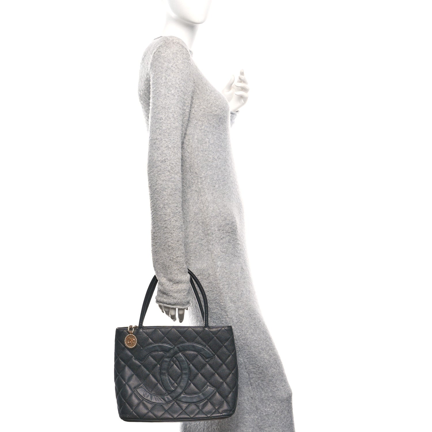 Chanel Caviar Quilted Medallion Tote Black