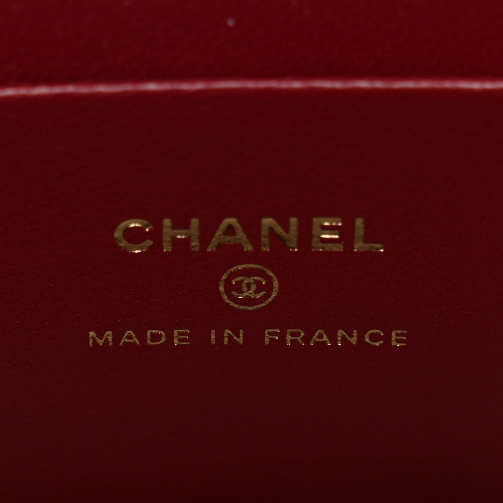 Chanel Lambskin Quilted Small Top Handle Vanity Case With Chain Burgundy