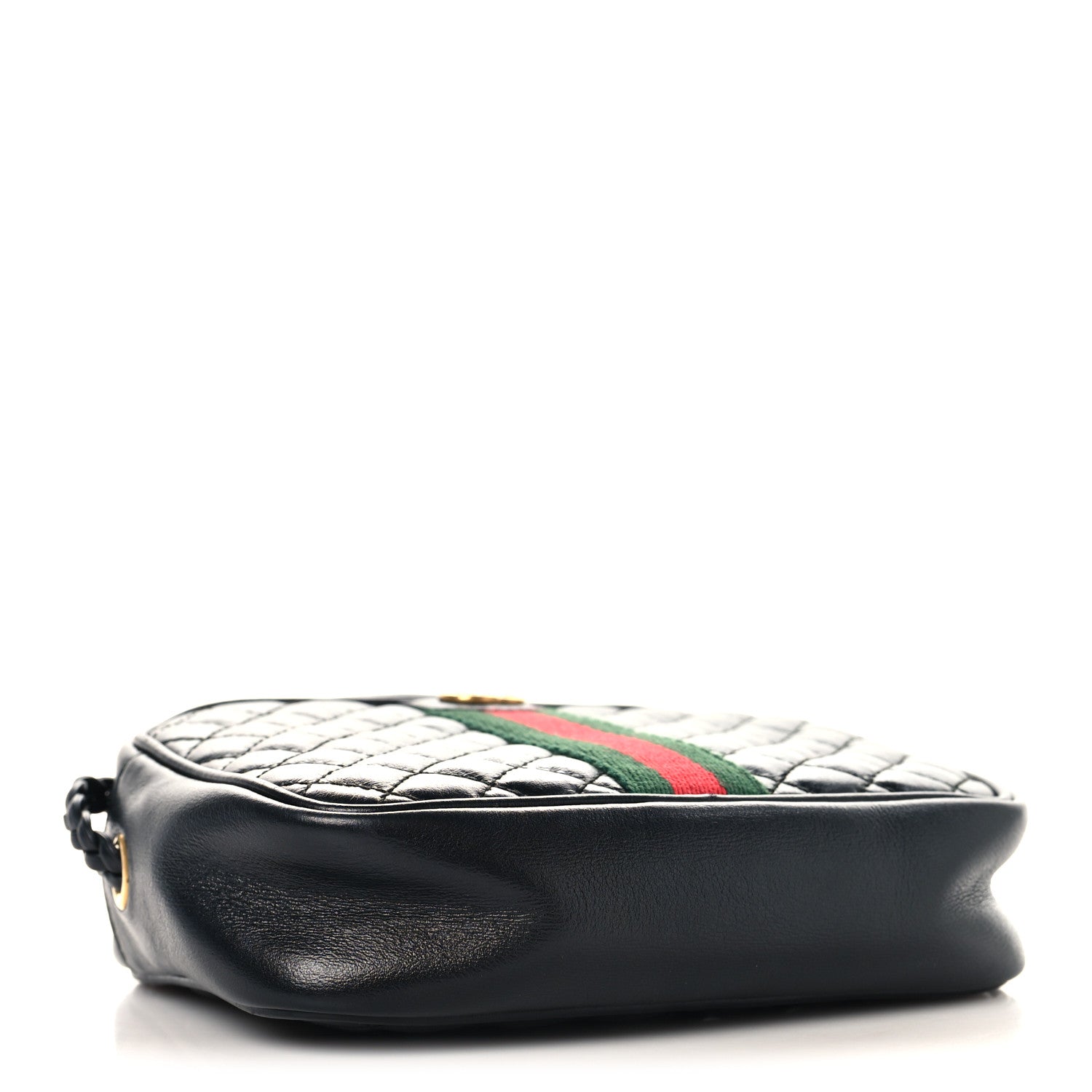 Gucci Calfskin Trapuntata Web Mini GG Shoulder Bag Black
