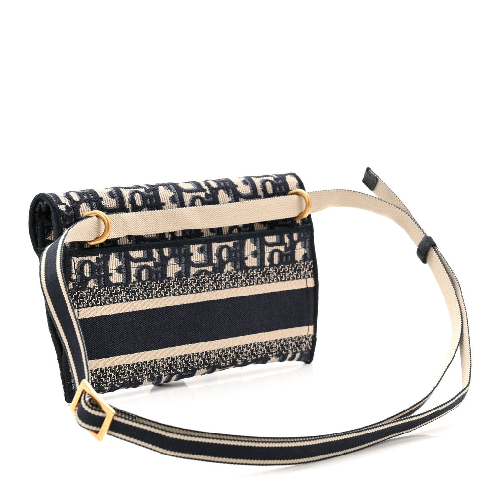 Christian Dior Oblique Slim Saddle Pouch Blue