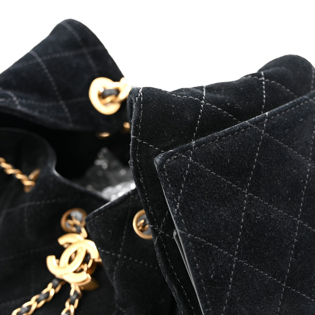 Chanel Suede Quilted Small Chanel 25 Handbag Black