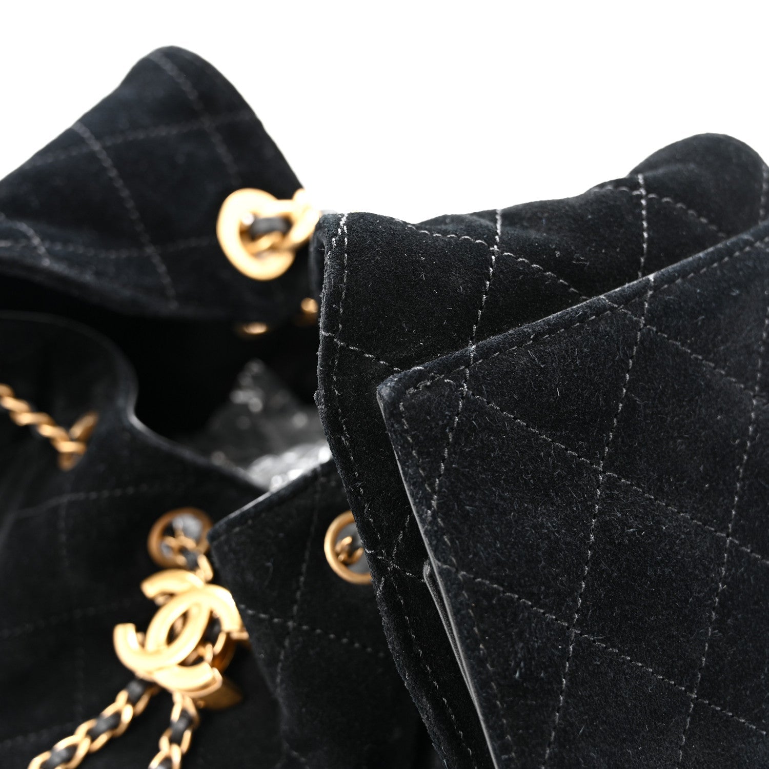 Chanel Suede Quilted Small Chanel 25 Handbag Black