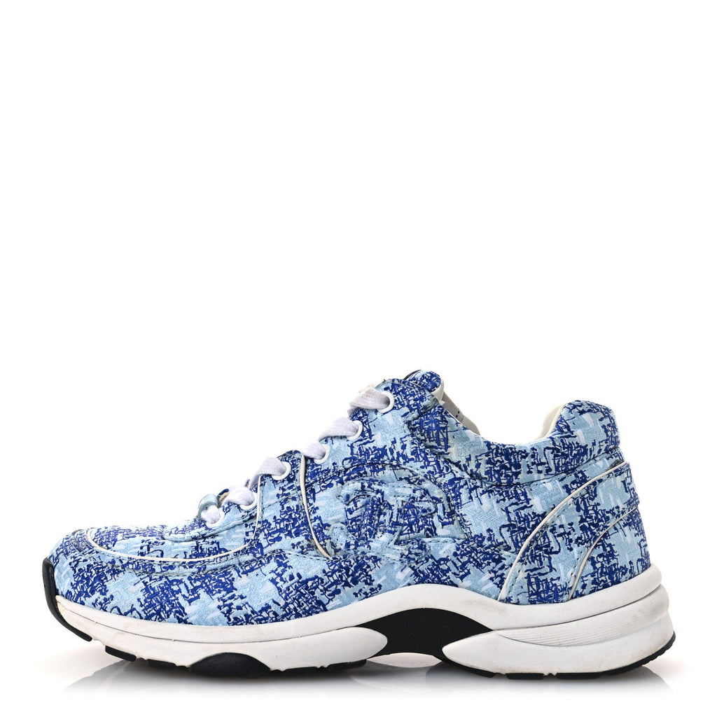 Chanel Tweed CC Sneakers 36.5 Blue White