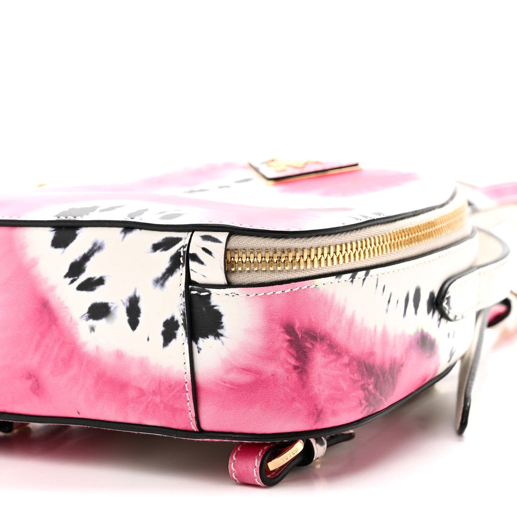 Prada City Calfskin Tie Dye Print Mini Odette Backpack White Pink Black