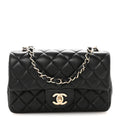 Chanel Lambskin Quilted Mini Rectangular Flap Black