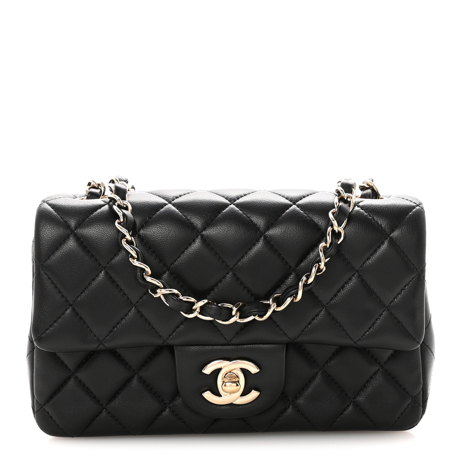 Chanel Lambskin Quilted Mini Rectangular Flap Black