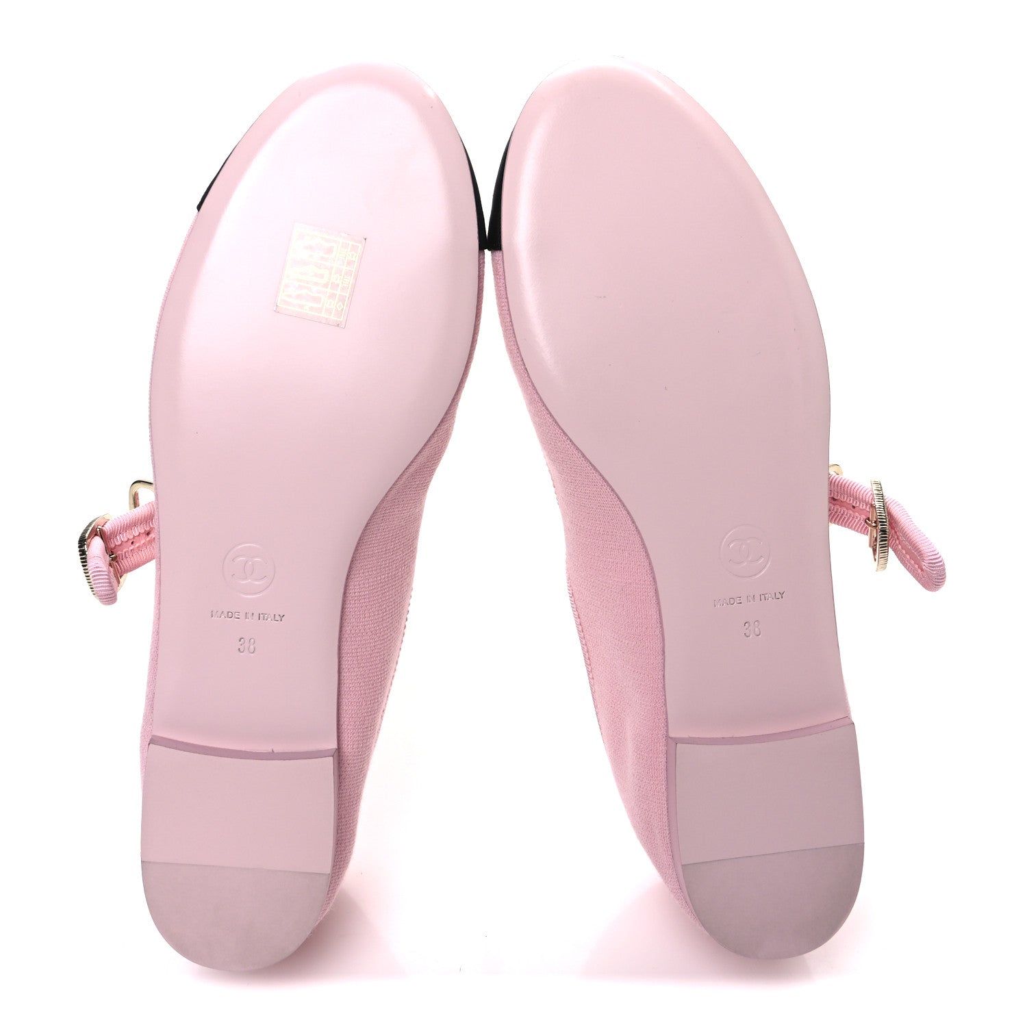 Fabric Grosgrain Mary Jane Flats 38 Light Pink Black