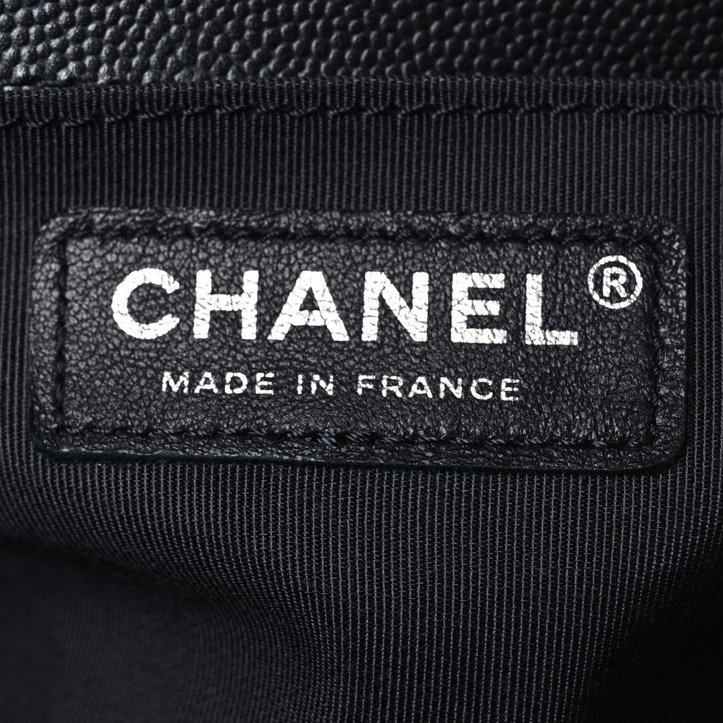 Chanel Metallic Caviar Quilted Medium Boy Flap Navy