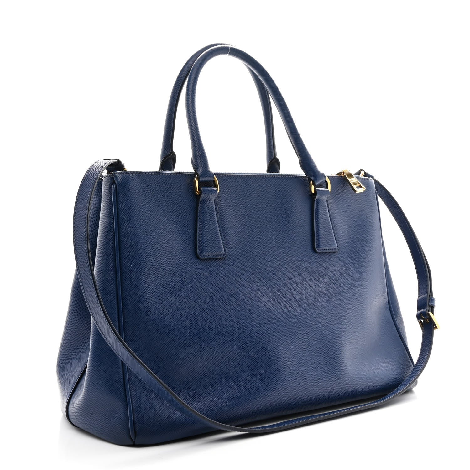Prada Saffiano Lux Medium Galleria Double Zip Tote Bluette