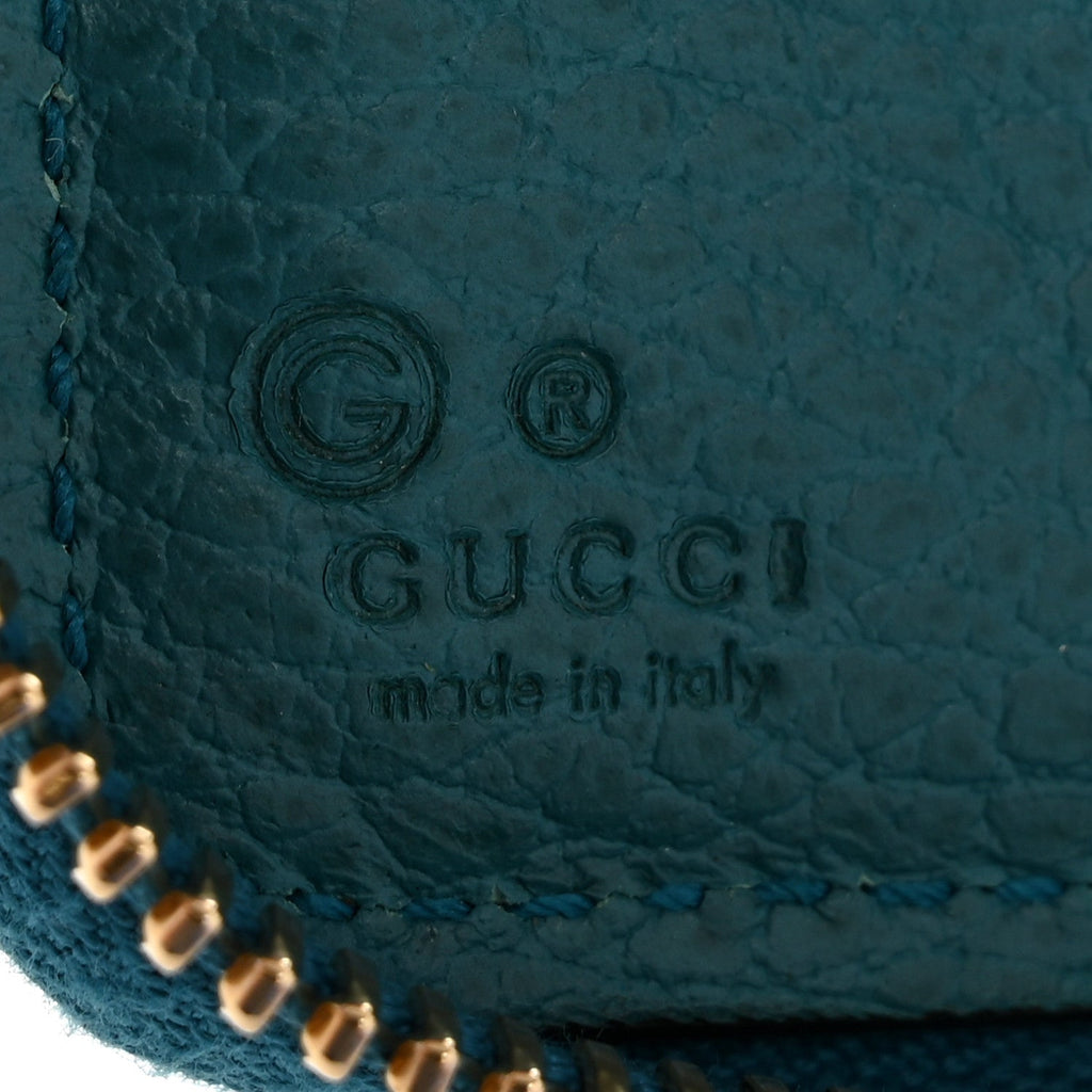 Gucci Monogram Dollar Calfskin Zip Around Compact Wallet Beige Ebony Deep Cobalt