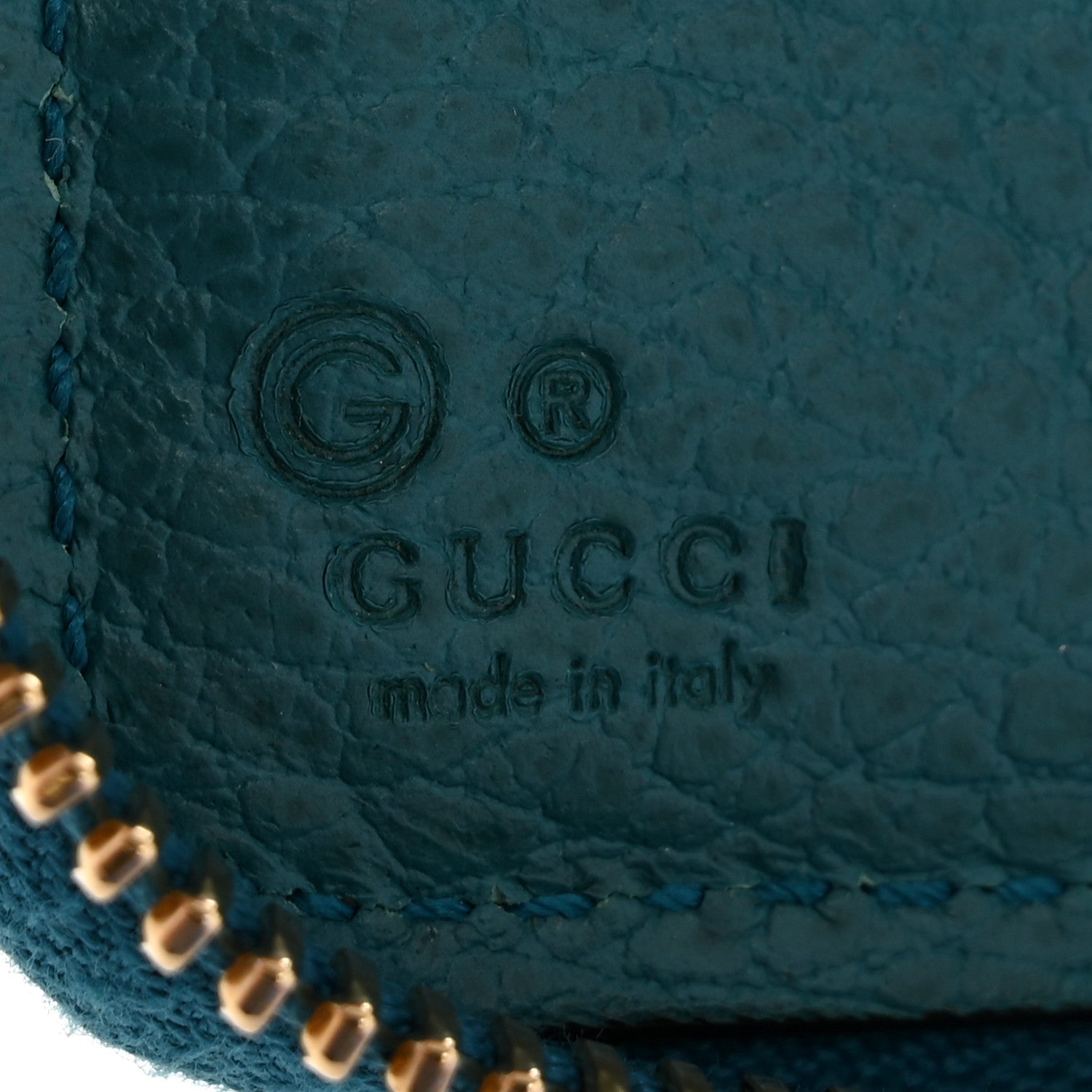Gucci Monogram Dollar Calfskin Zip Around Compact Wallet Beige Ebony Deep Cobalt