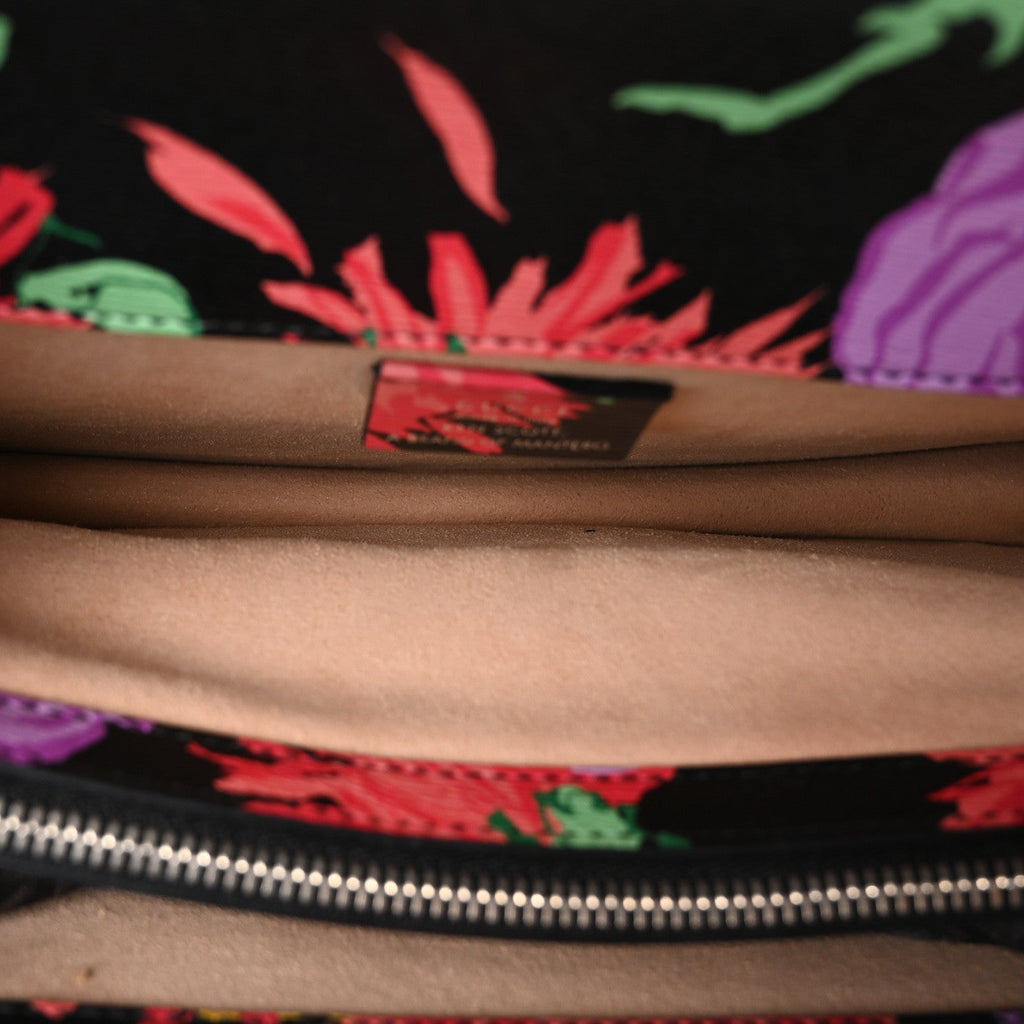 Gucci X KEN SCOTT New Shangai Calfskin Jenny Floral Print Small Dionysus Shoulder Bag Black Pink