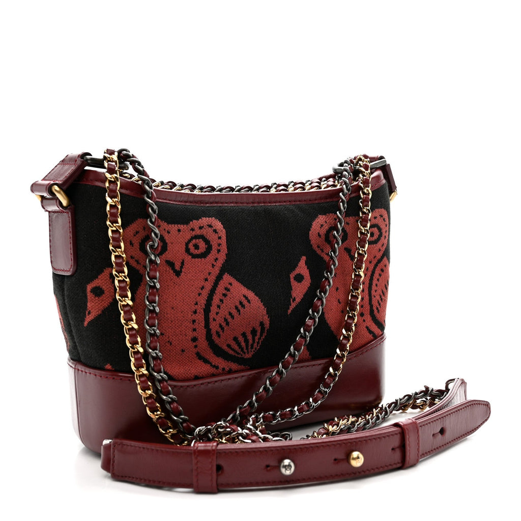 Chanel Knit Calfskin Small Gabrielle Hobo Red