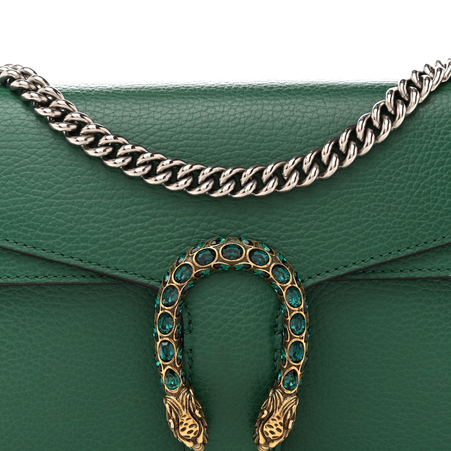 Gucci Dollar Calfskin Crystal Small Dionysus Shoulder Bag Emerald