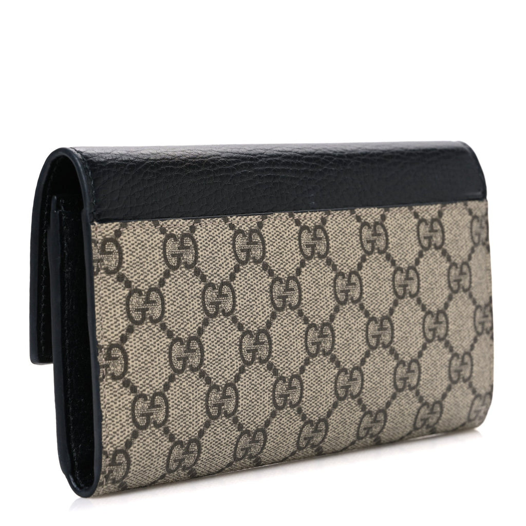 Gucci Dollar Calfskin GG Supreme Monogram GG Marmont Continental Wallet Black Beige Ebony