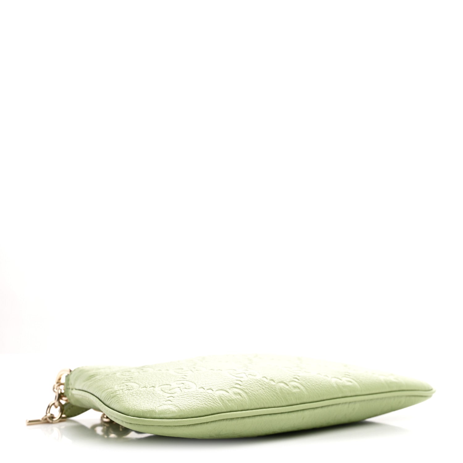 Gucci GG Grainy Calfskin Emblem Super Mini Shoulder Bag Sage Leaf