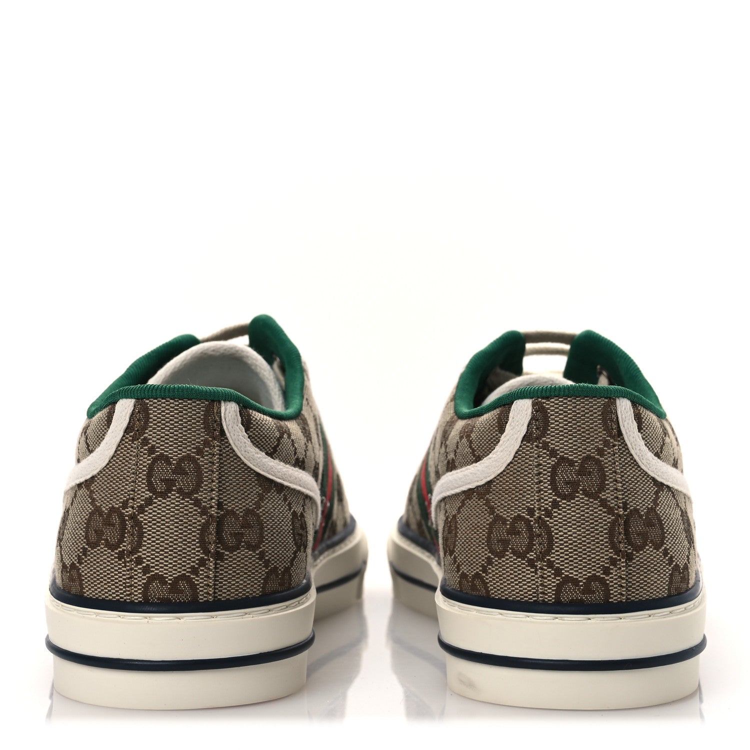Gucci GG Monogram Web Mens 1977 Tennis Sneakers 8.5 Beige Ebony Mystic White Vert