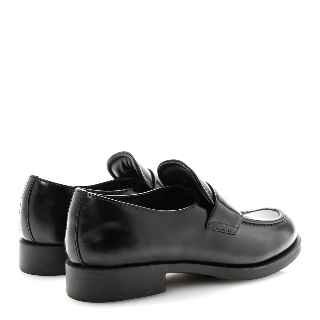 Prada Spazzolato Loafers 38 Black