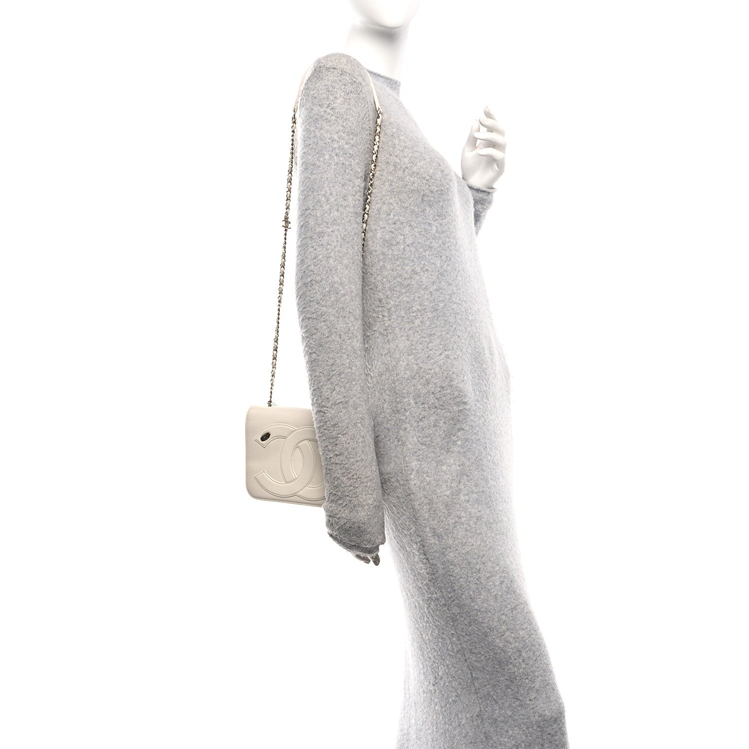 Chanel Lambskin CC Mania Flap Bag White
