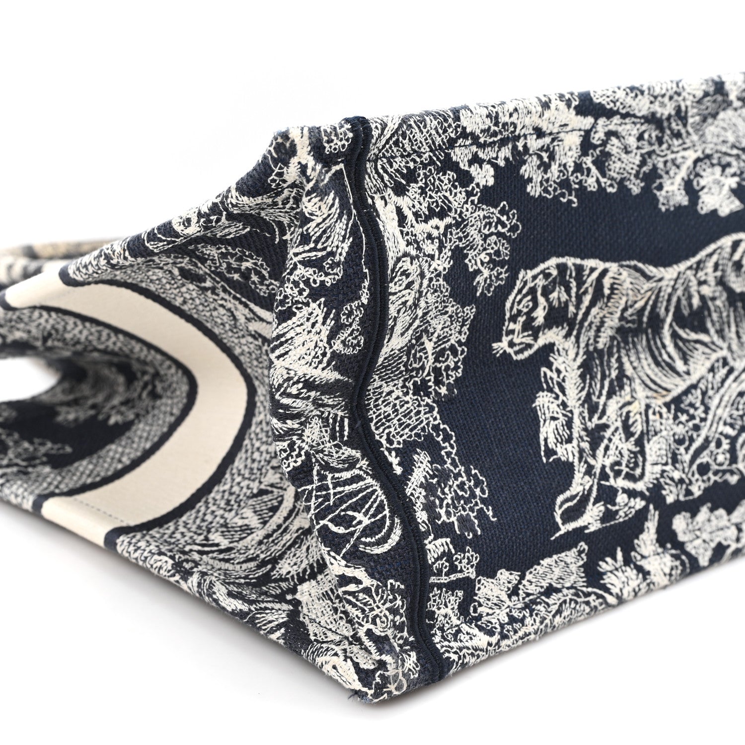Christian Dior Canvas Embroidered Medium Dioriviera Toile De Jouy Reverse Book Tote Blue
