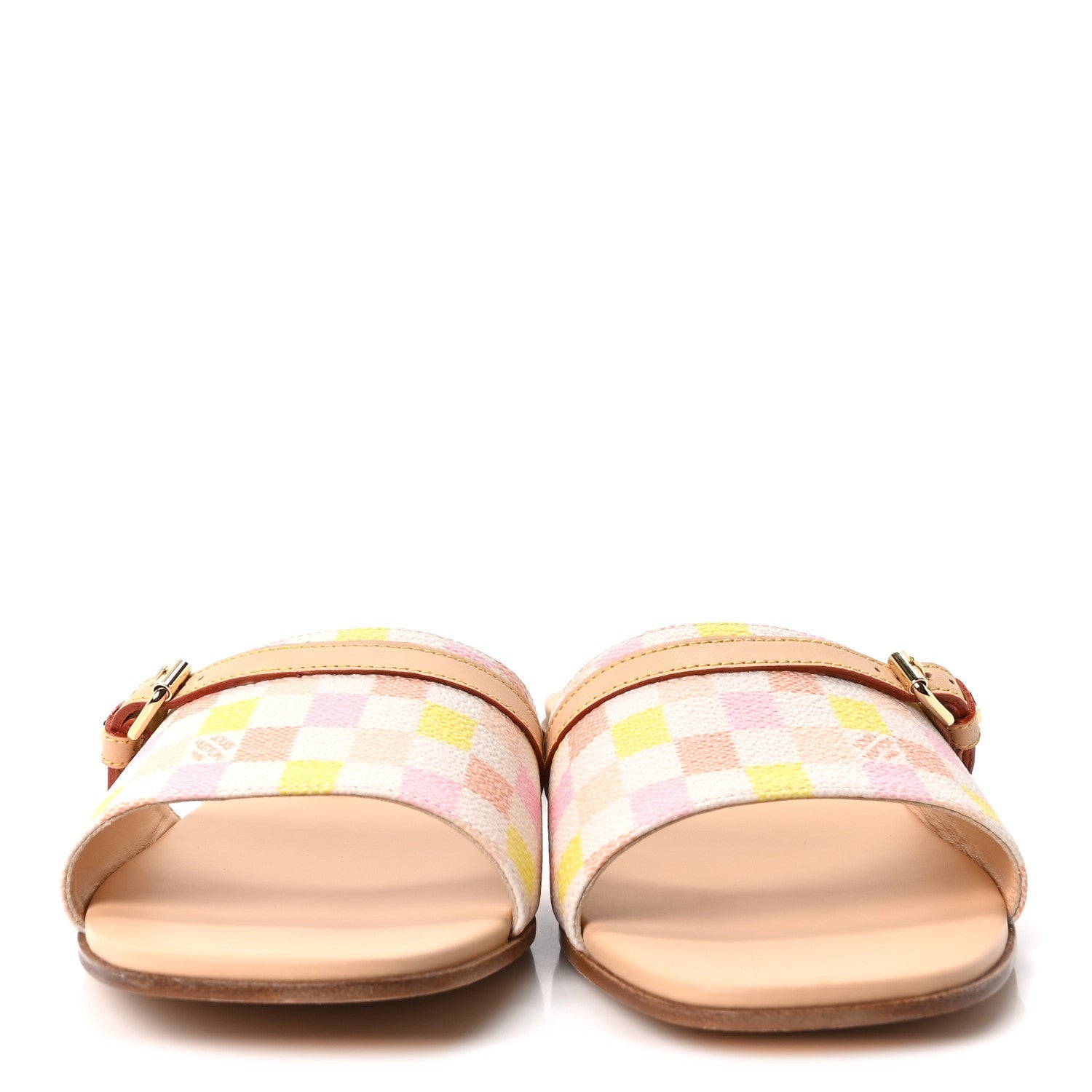 Louis Vuitton Damierlicious Neo Revival Flat Mule Sandals 40 Rose Peach