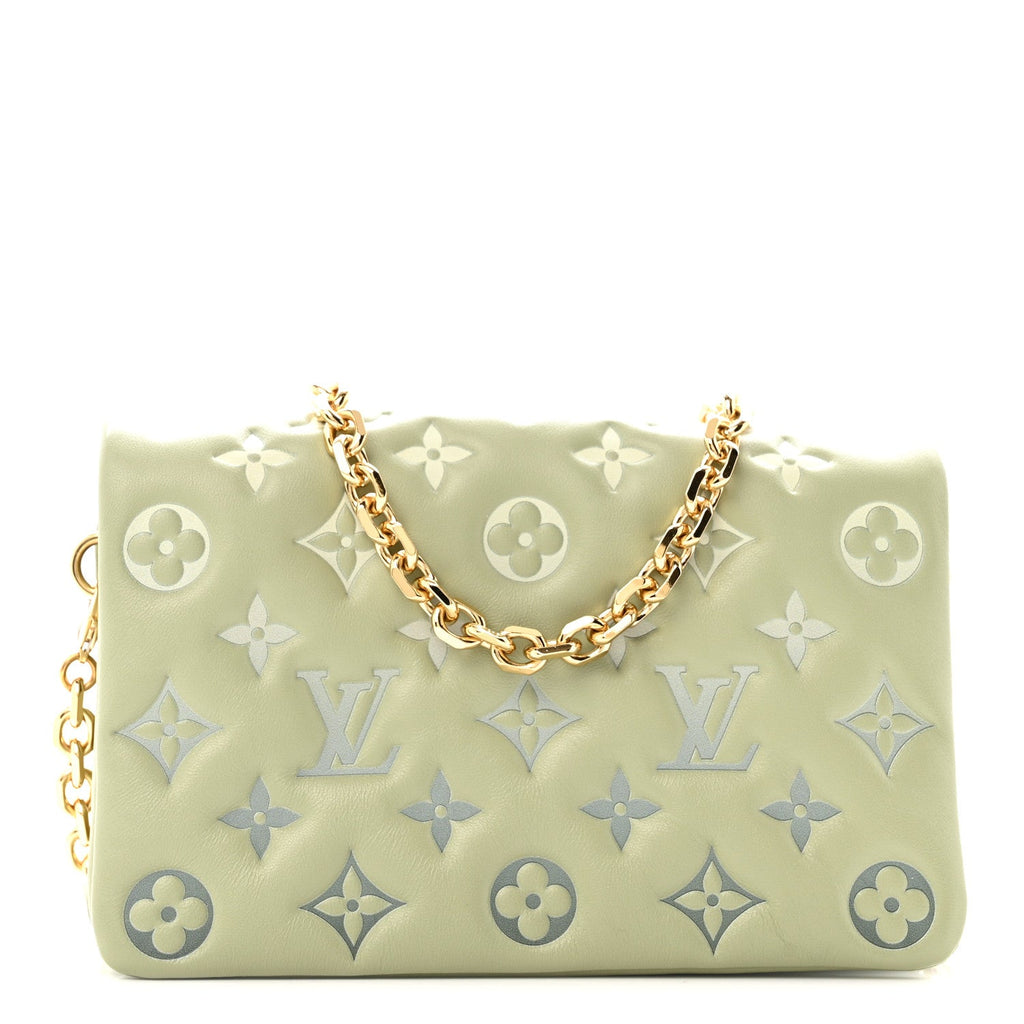 Louis Vuitton Lambskin Embossed Monogram Pochette Coussin Green