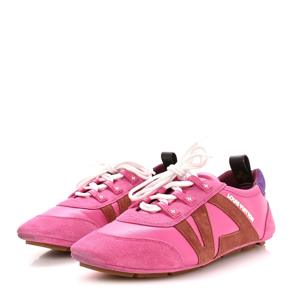 Louis Vuitton Suede Calfskin LV Sneakerina Sneakers 37 Fuchsia Pink