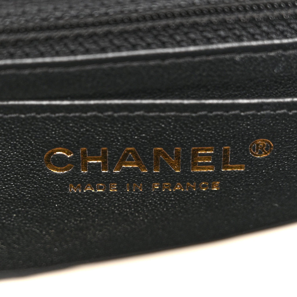 Chanel Lambskin Quilted Mini Rectangular Flap Black White
