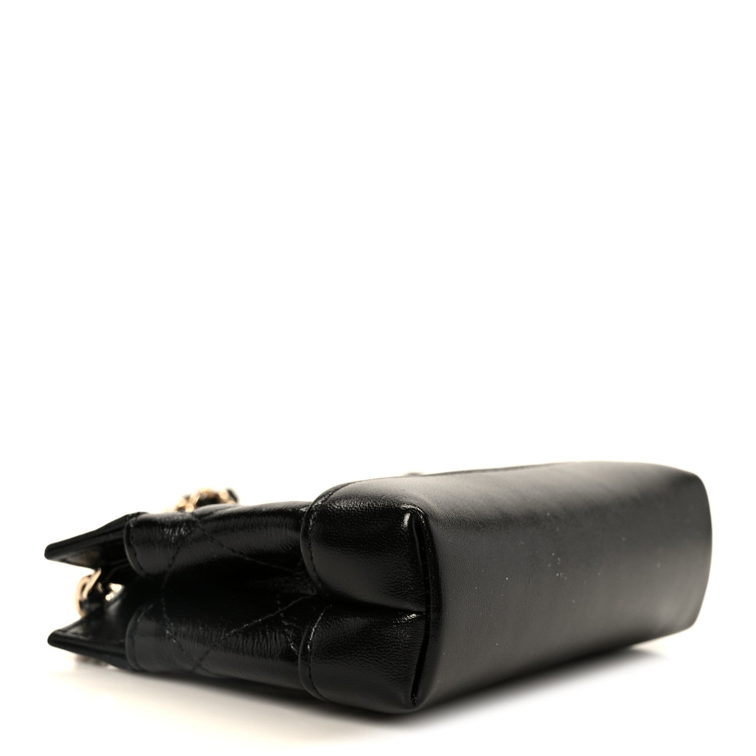Chanel Shiny Lambskin Quilted Micro 31 Clutch With Chain Black