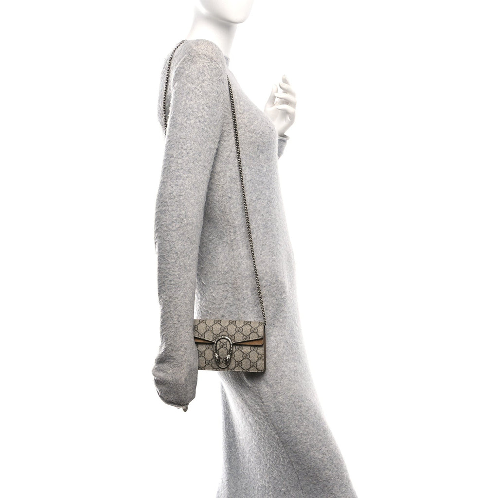Gucci GG Supreme Monogram Super Mini Dionysus Shoulder Bag Taupe