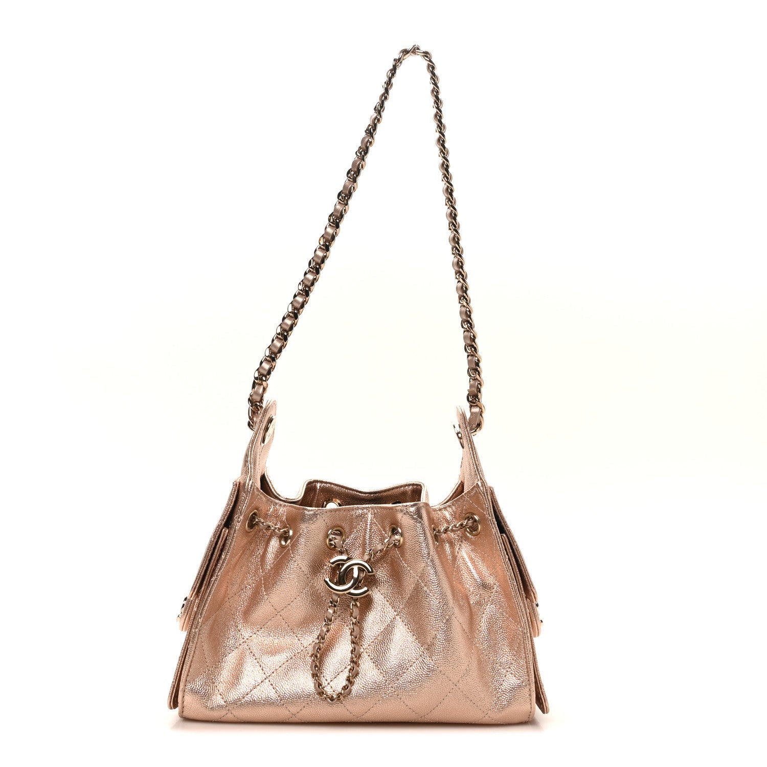 Chanel Metallic Caviar Quilted Mini Chanel 25 Handbag Copper