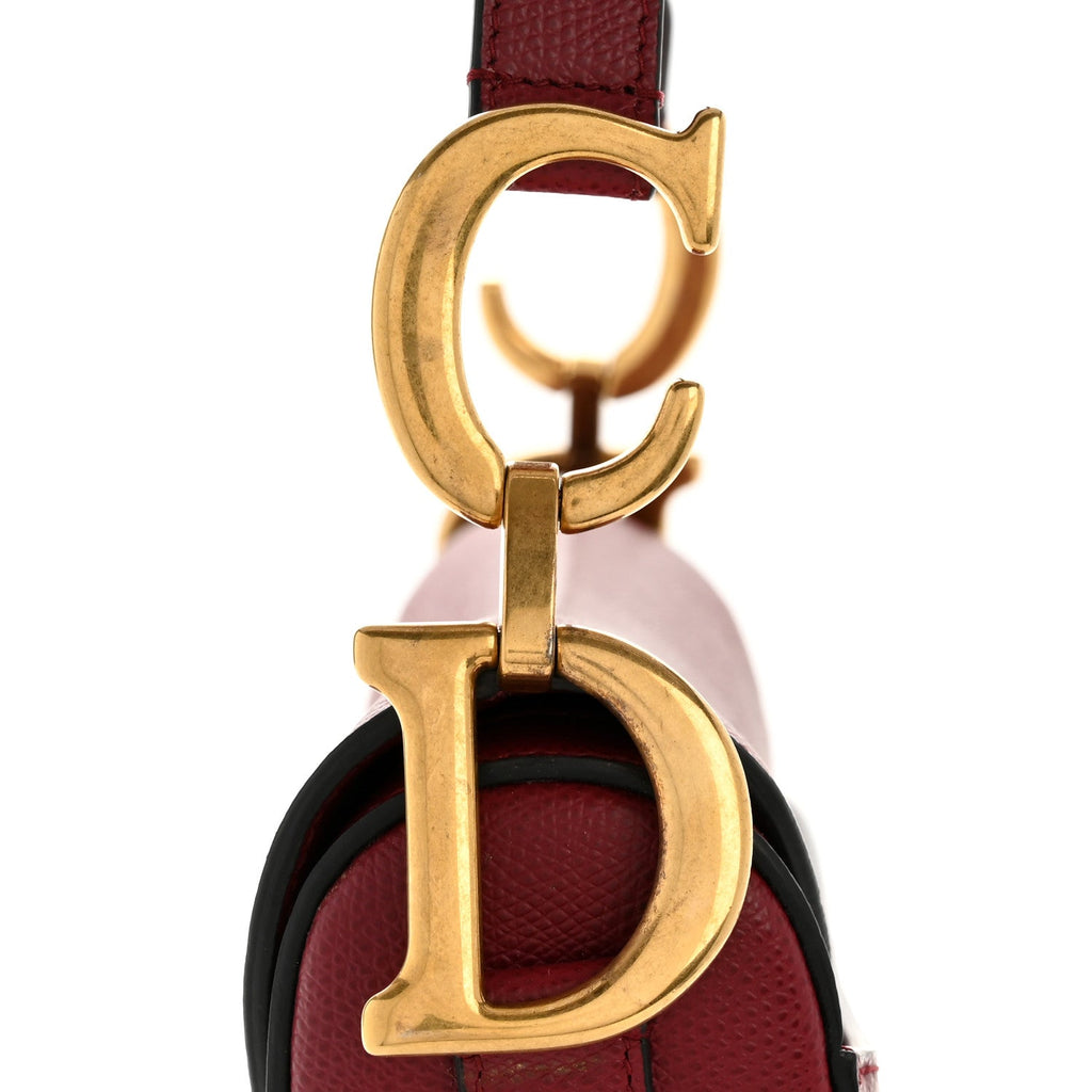 Christian Dior Grained Calfskin Saddle Bag Red