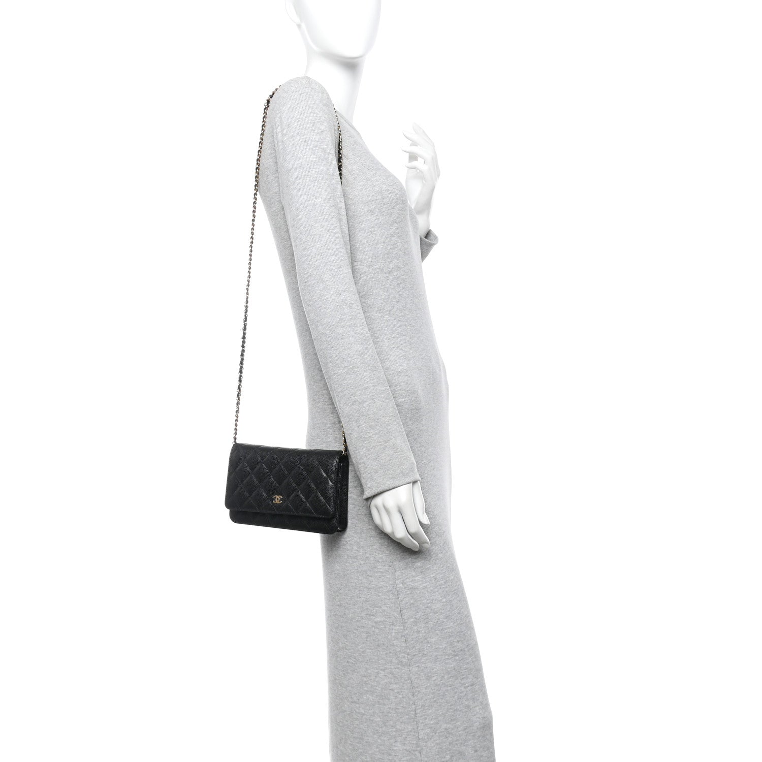 Chanel Caviar Quilted Wallet on Chain WOC Black
