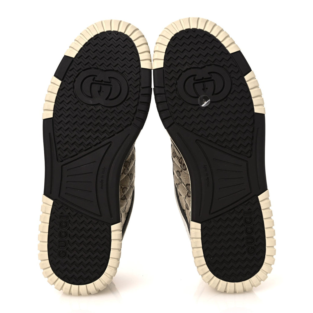 Gucci Monogram Suede Re-Web Sneakers 6 Ivory Beige Ebony