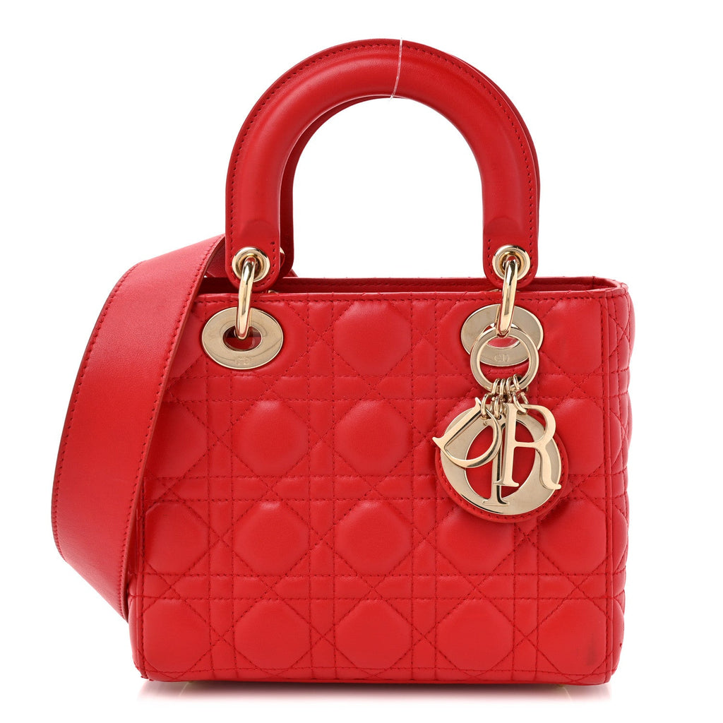 Christian Dior Lambskin Cannage Small My ABCDior Lady Dior Red