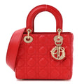 Christian Dior Lambskin Cannage Small My ABCDior Lady Dior Red