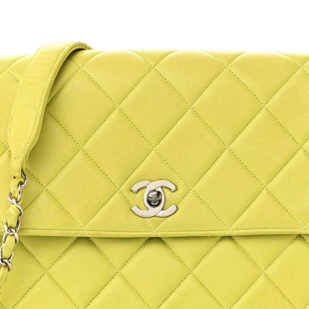 Chanel Lambskin Quilted CC Single Flap Green