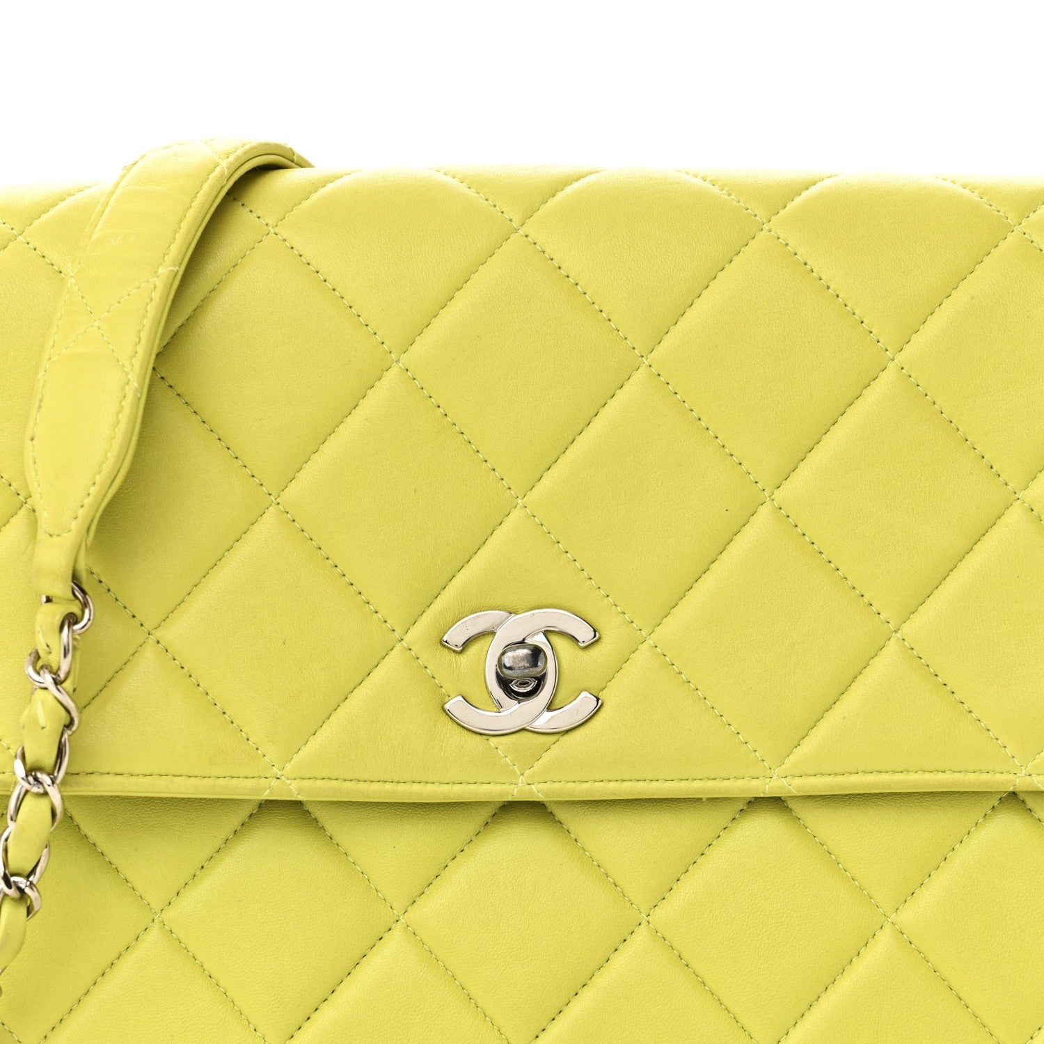 Chanel Lambskin Quilted CC Single Flap Green