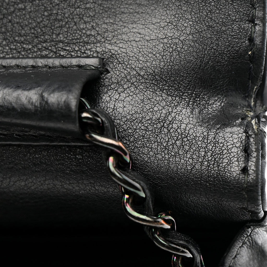 Chanel Crumpled Calfskin Quilted Wallet On Chain WOC So Black