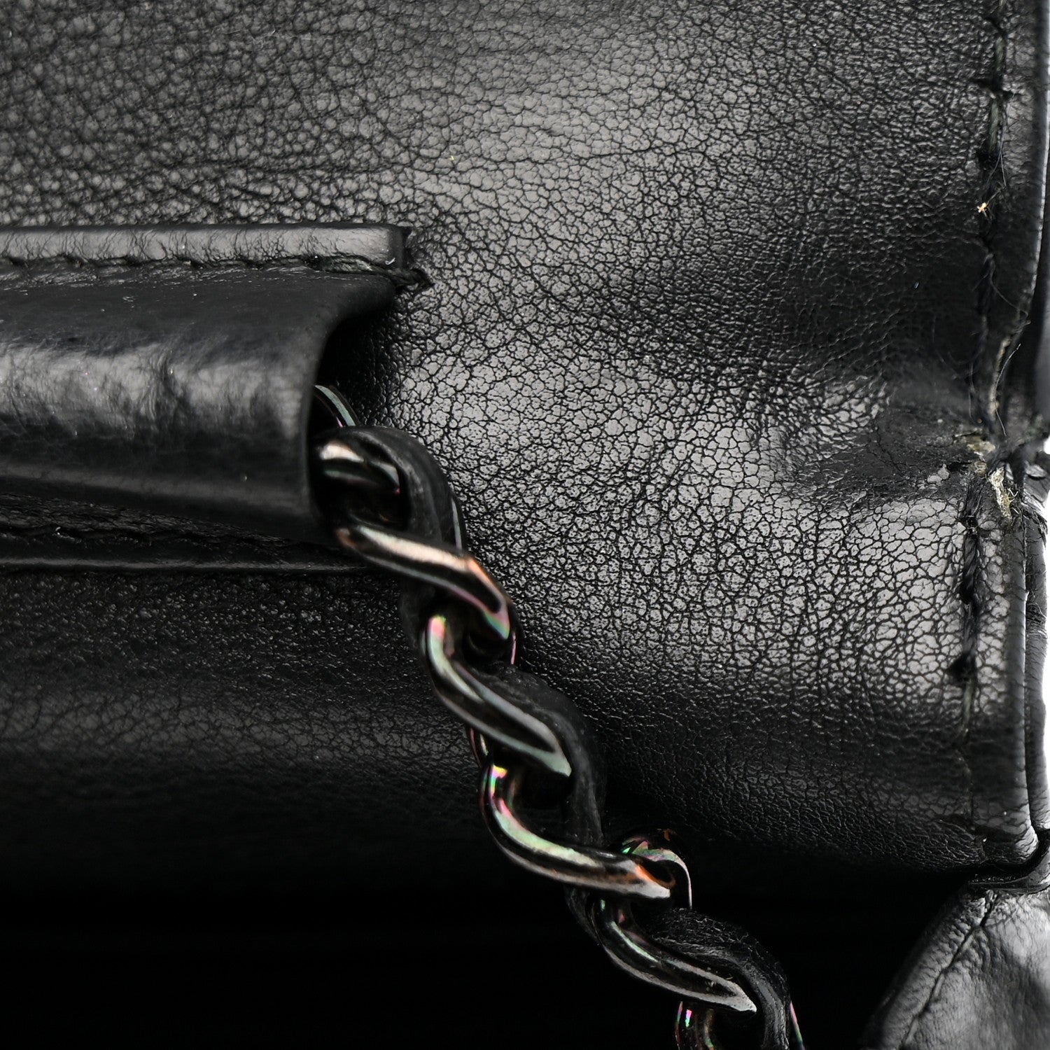 Chanel Crumpled Calfskin Quilted Wallet On Chain WOC So Black