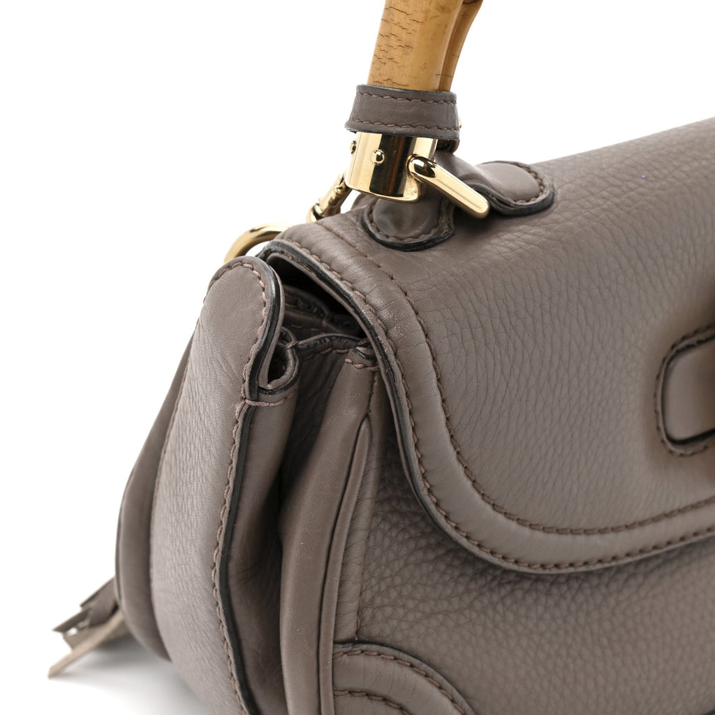 Gucci Calfskin Medium New Bamboo Top Handle Bag Mauve