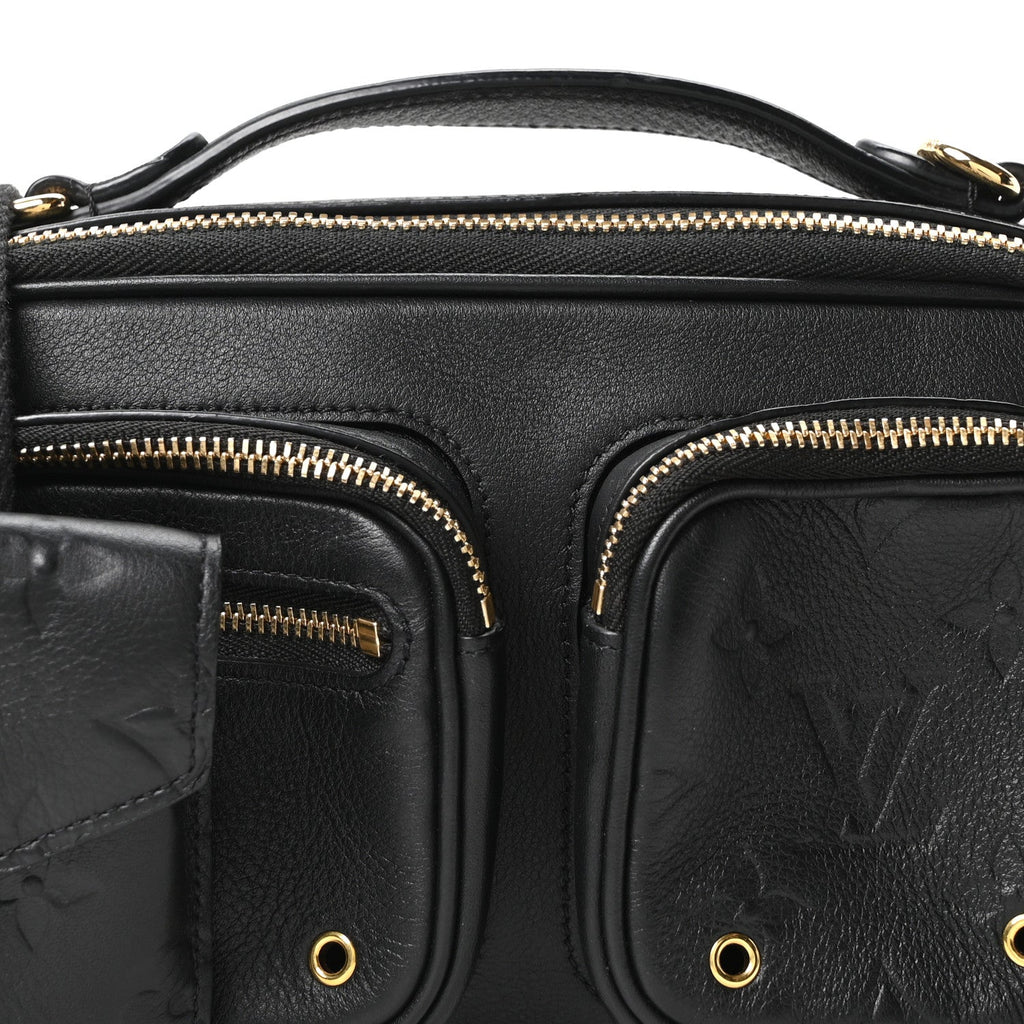 Louis Vuitton Calfskin Monogram Embossed Utility Crossbody Black