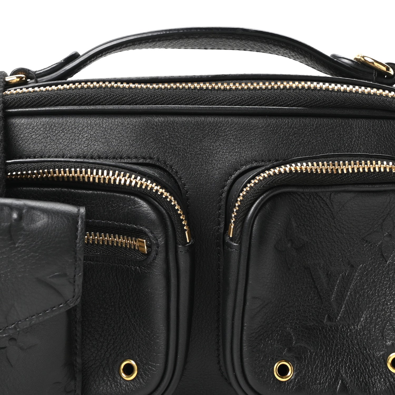 Louis Vuitton Calfskin Monogram Embossed Utility Crossbody Black
