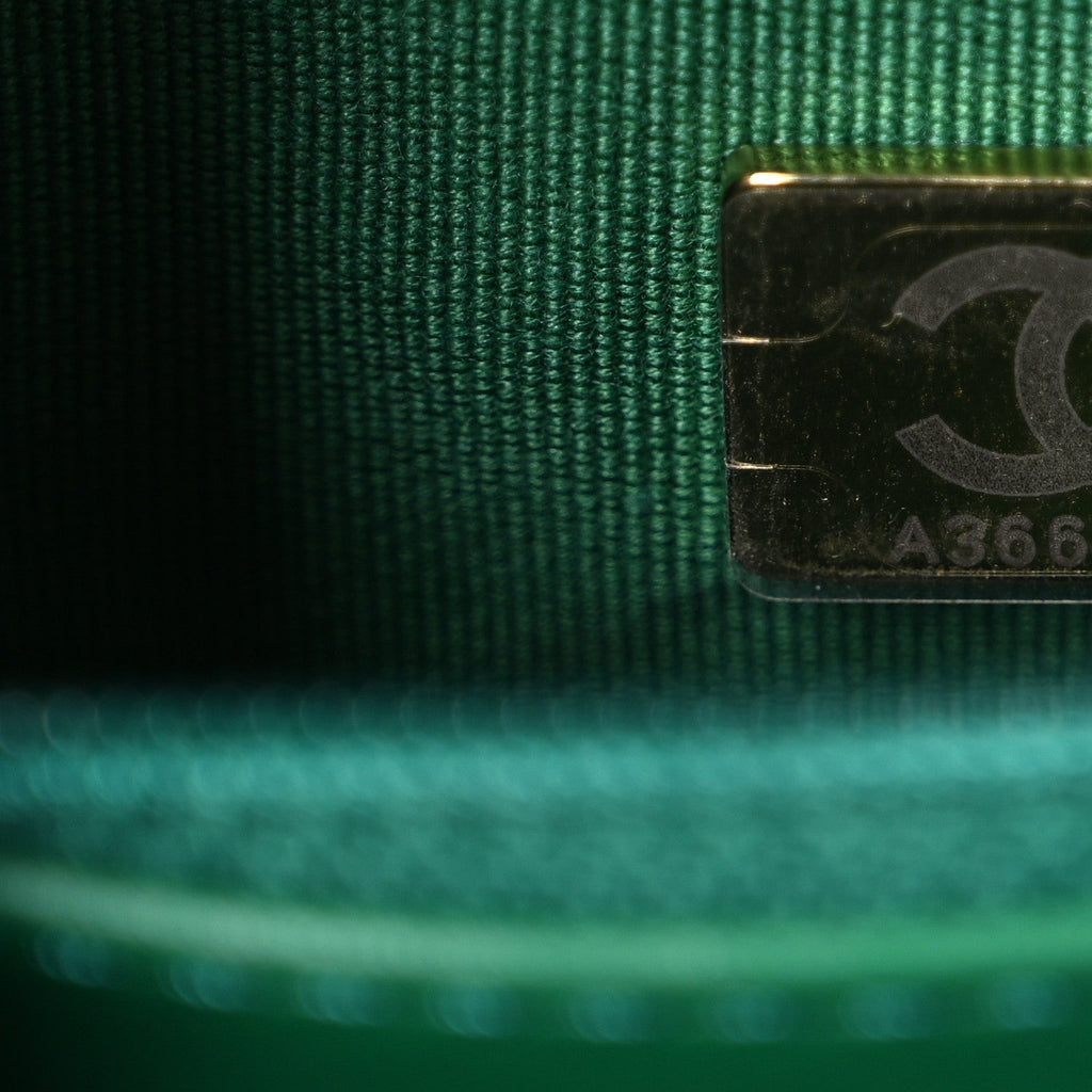 Chanel Shiny Aged Calfskin Quilted Nano Kelly Shopper Green