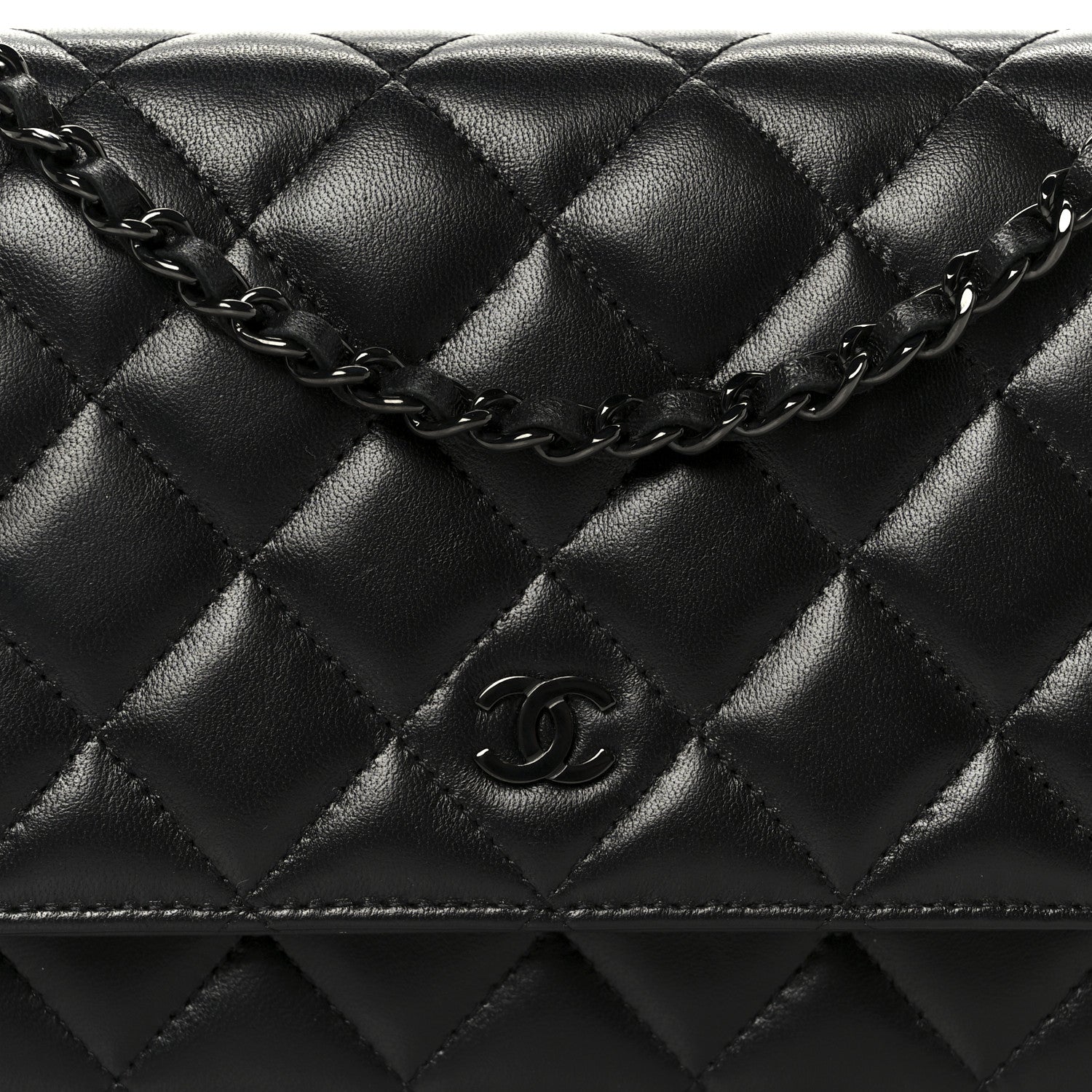 Chanel Lambskin Quilted Wallet On Chain WOC So Black