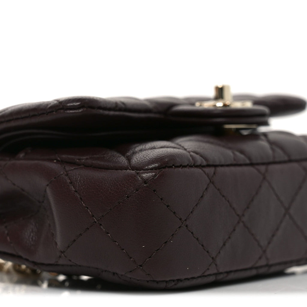Chanel Lambskin Quilted Mini Double Flap With Hook Dark Brown