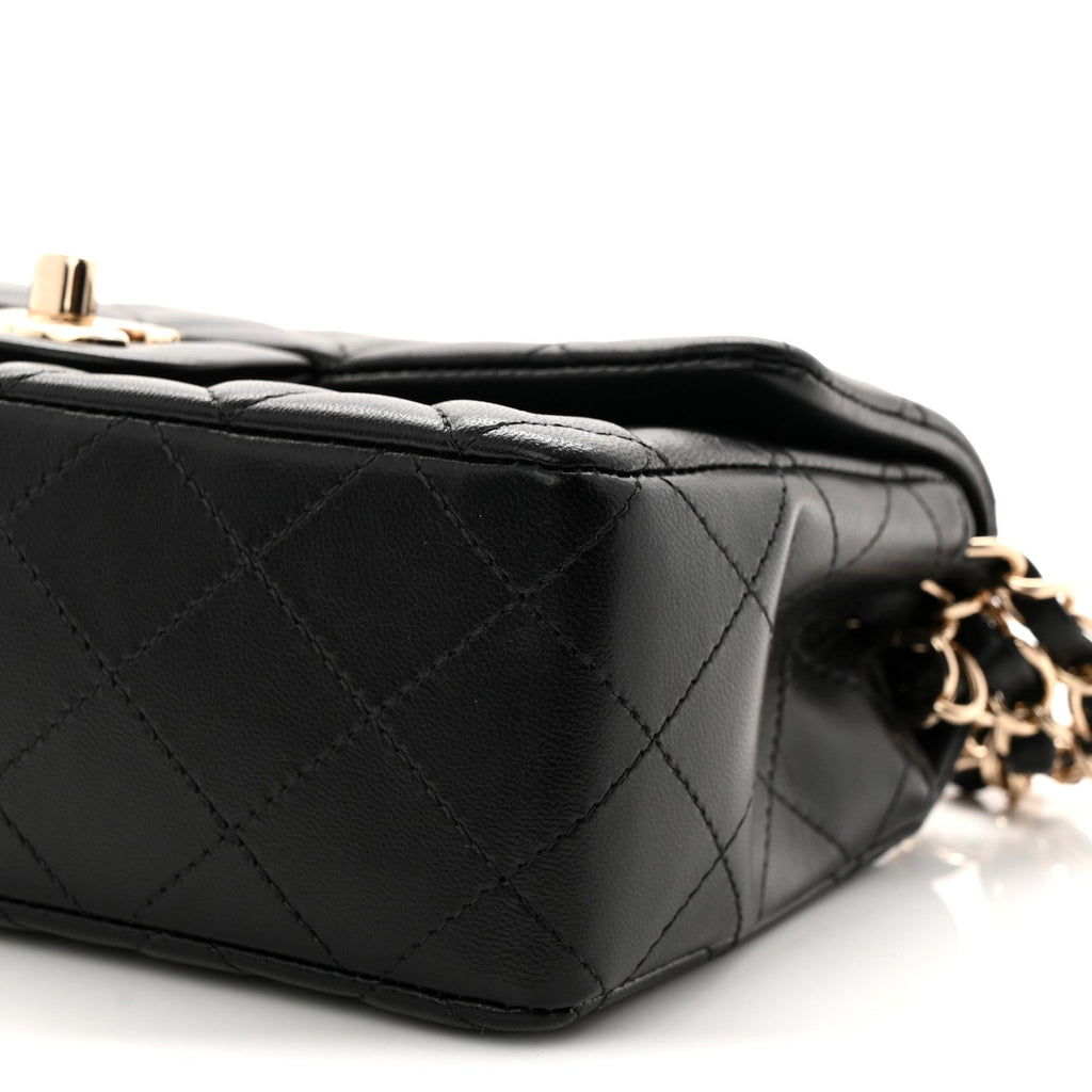 Chanel Lambskin Quilted Mini Rectangular Flap Black