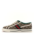 Gucci GG Monogram Web Mens 1977 Tennis Sneakers 8.5 Beige Ebony Mystic White Vert